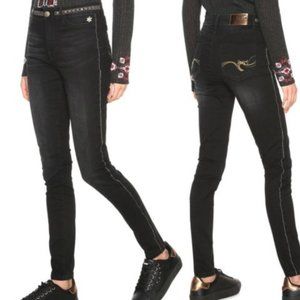 Desigual Gold Trimmed Black Denim Jeans